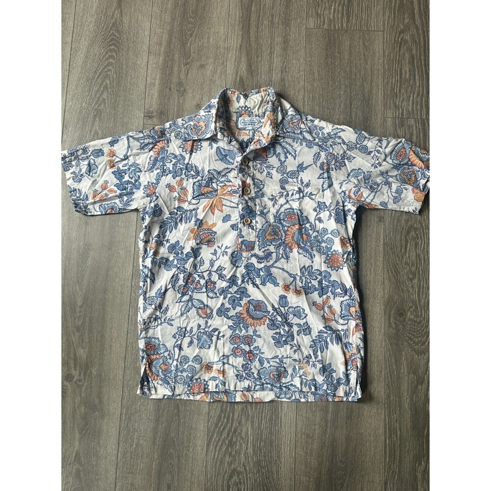 Men’s M Vintage Surfline Hawaii Reverse Print Hawaiian Shirt Floral Pullover